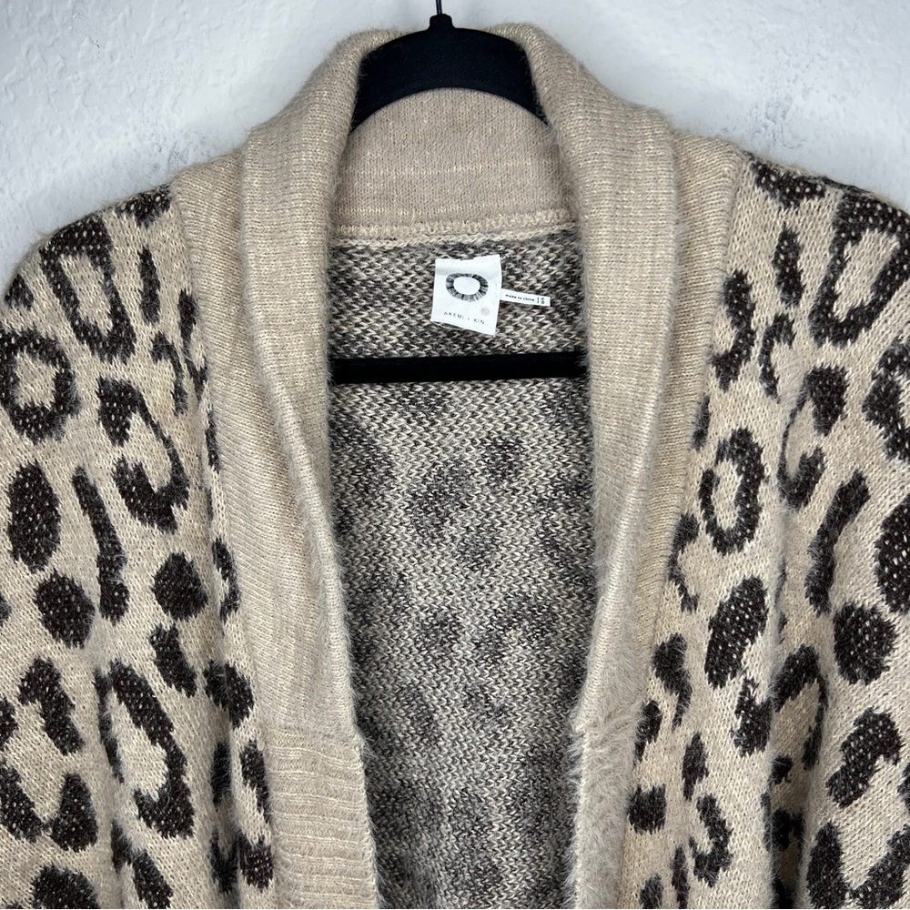 Anthropologie Akemi + Kin Louise Leopard Print Open-Front Cardigan OS - Picture 2 of 10
